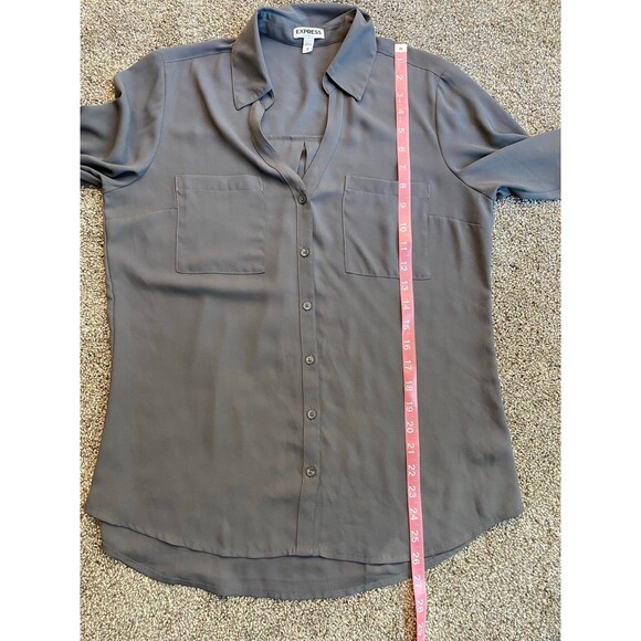 Express Portofino Dress Shirt Women’s Size M – Gray Button-Down Blouse - Picture 5 of 7